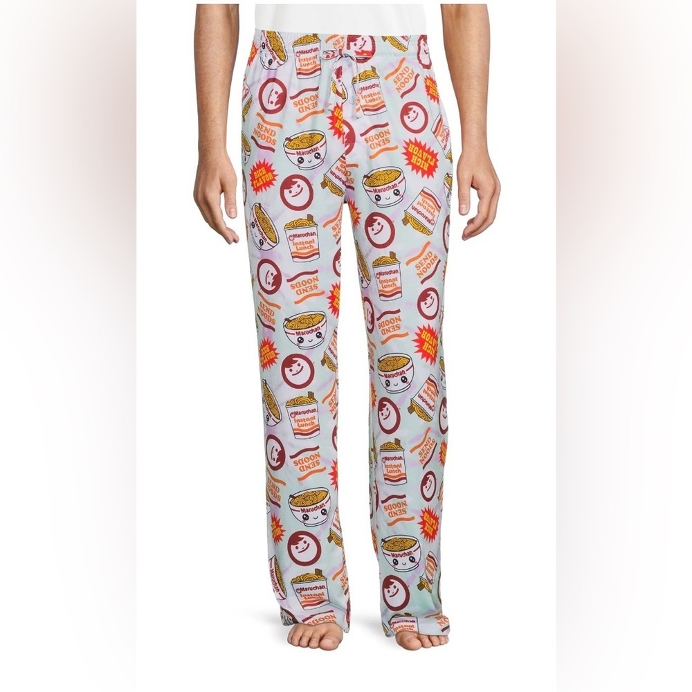 Maruchan Send Noods Pajama Pants Small | Ramen Noodle Print Lounge Bottoms